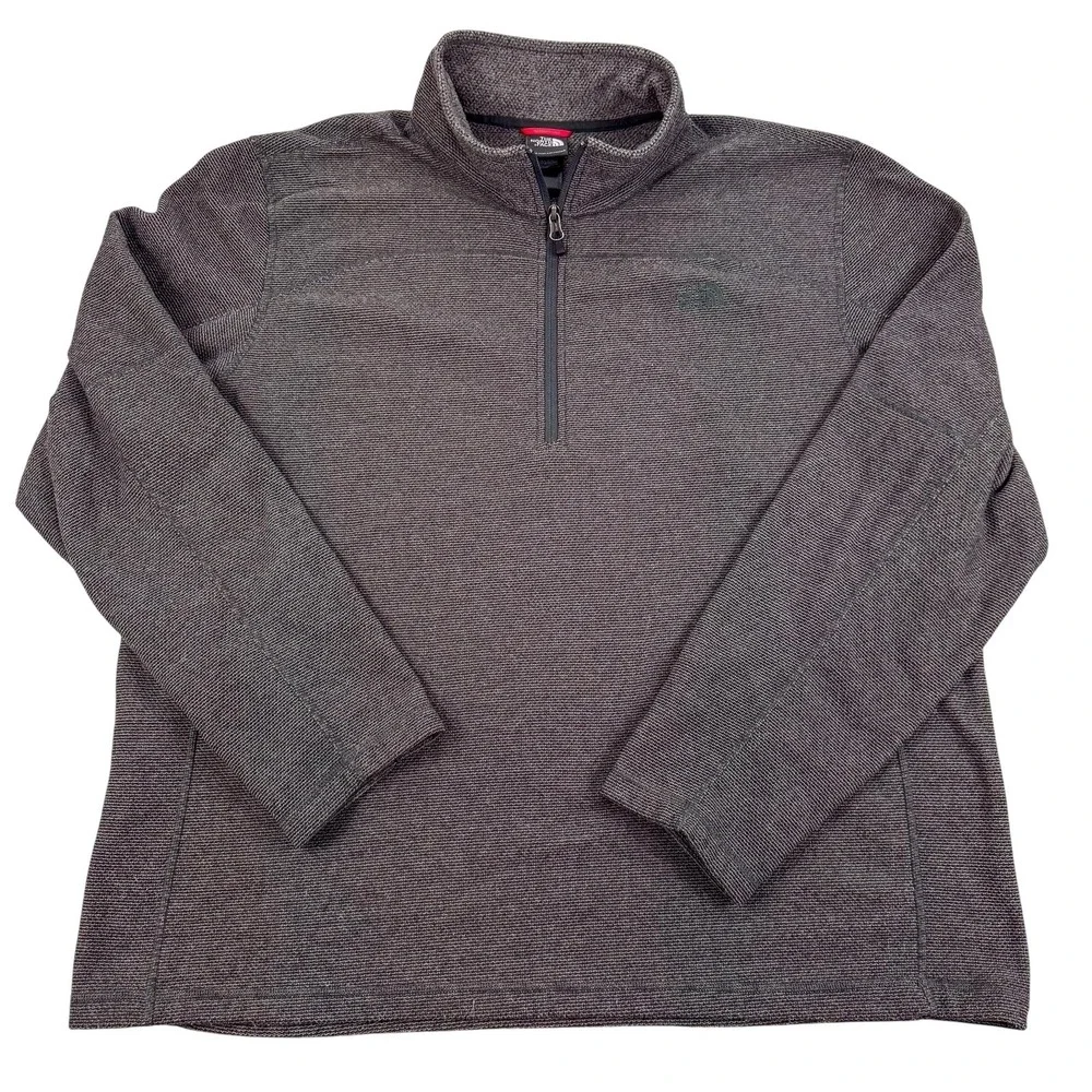 The North Face Sweater Mens 2XL‎ Gray Fleece 1/4 Zip Mock Neck Pullover Outdoor